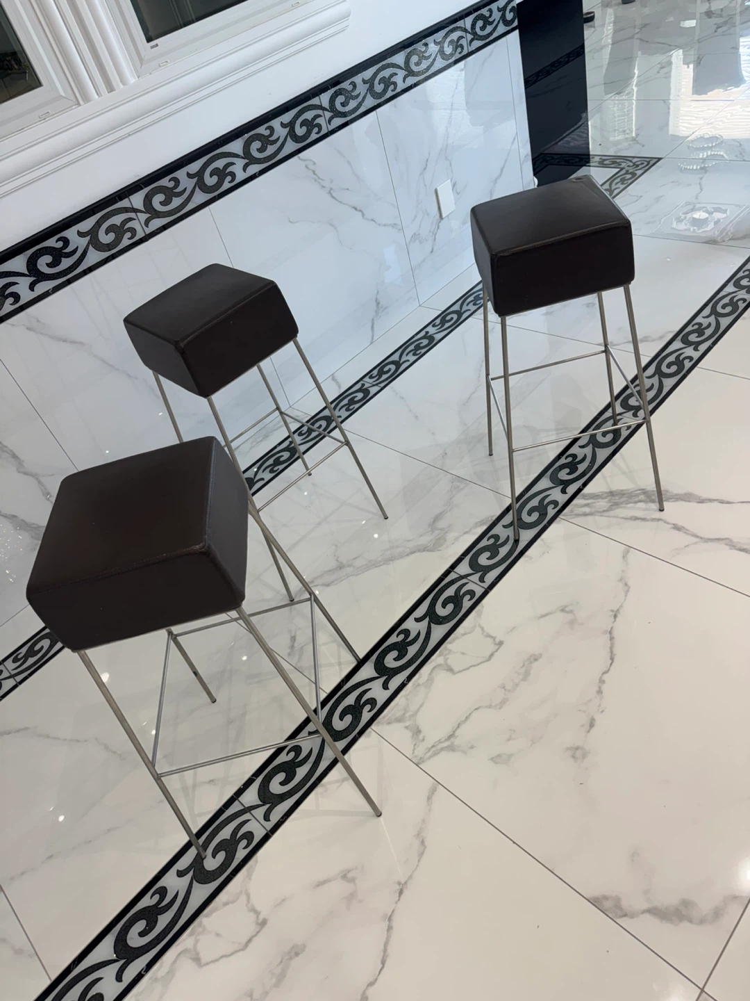 Italian Made Bar Stools (Set of 3) – Modern Stainless Steel Desi - photo 4