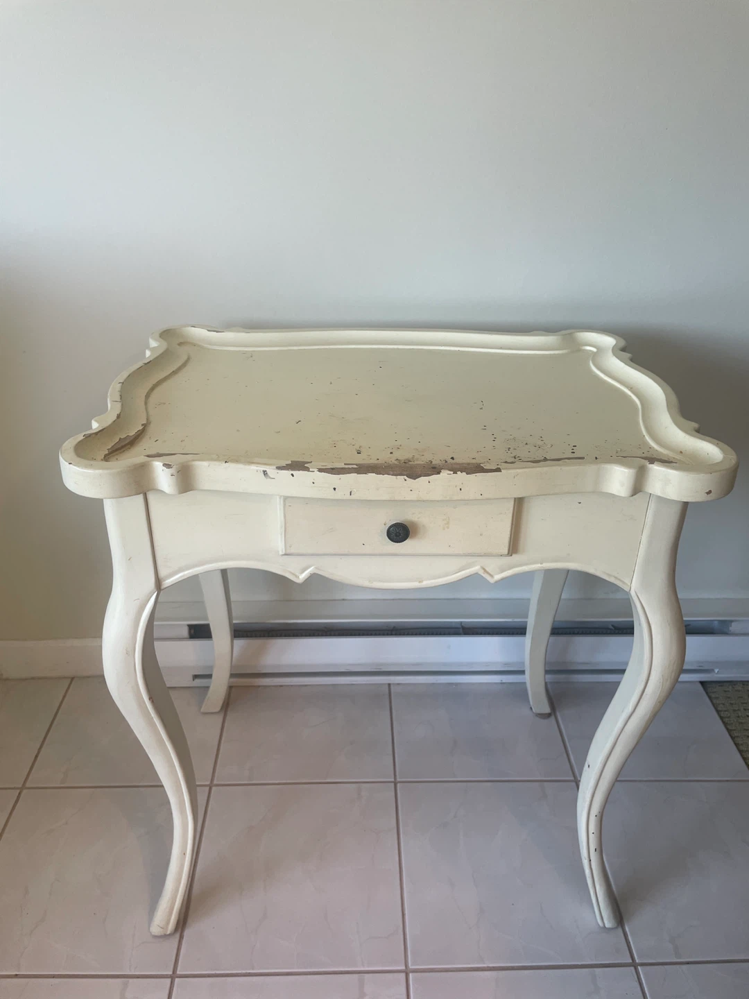Cream Side Table with Drawer