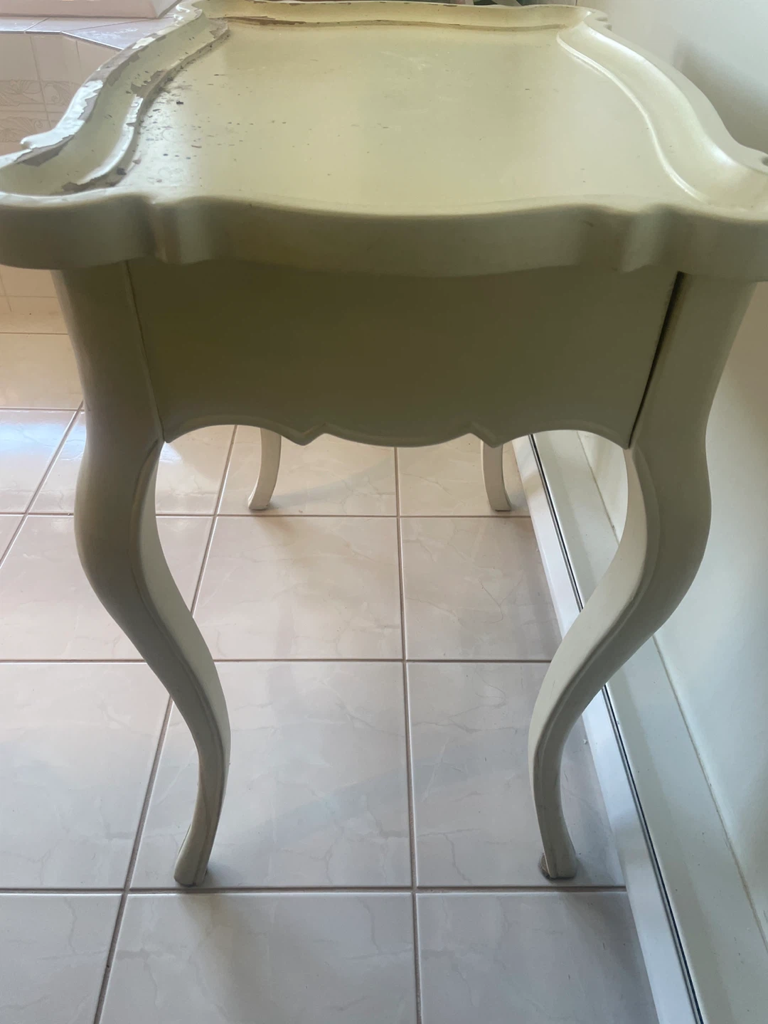 Cream Side Table with Drawer - photo 4