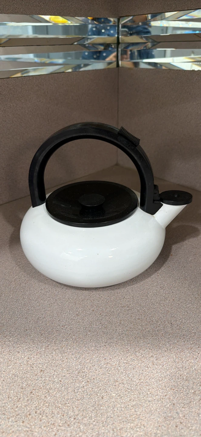 White Kettle with Black Handle
