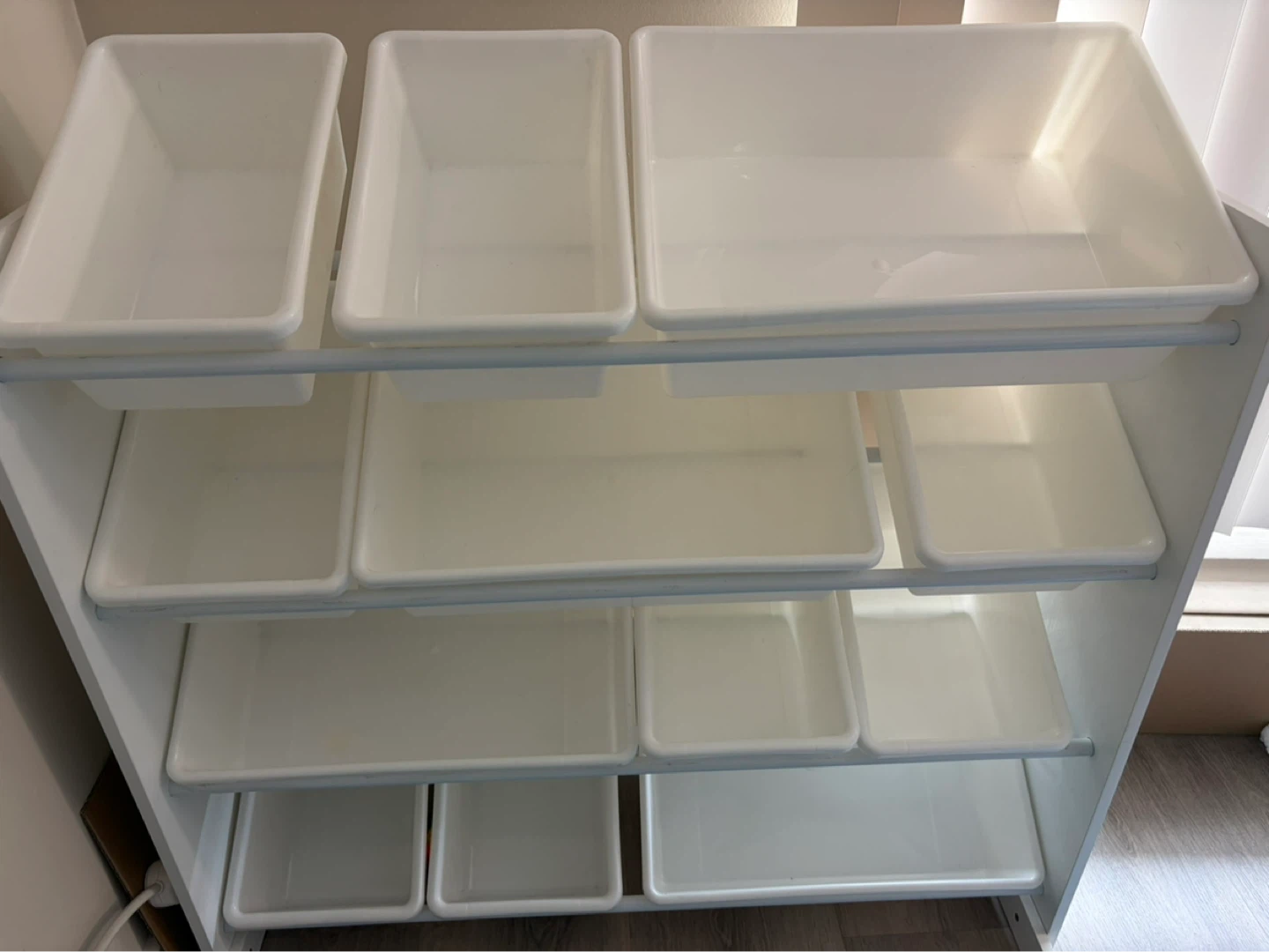 White Toy Organizer Storage Shelf with Bins ⚽️ - photo 3