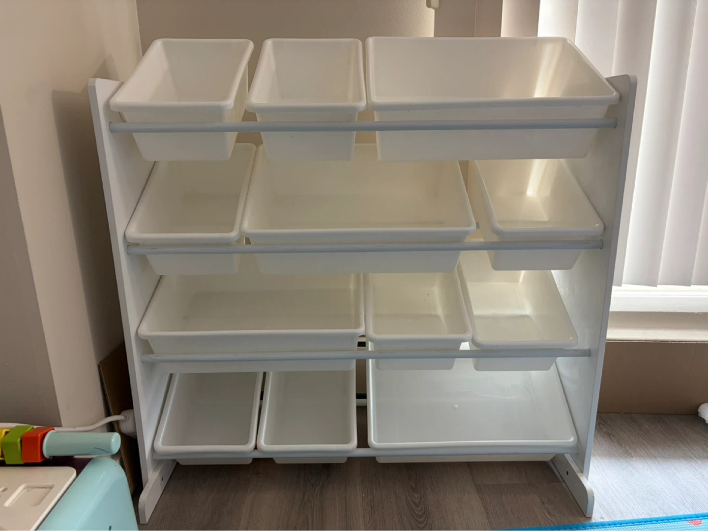 White Toy Organizer Storage Shelf with Bins ⚽️ - photo 2