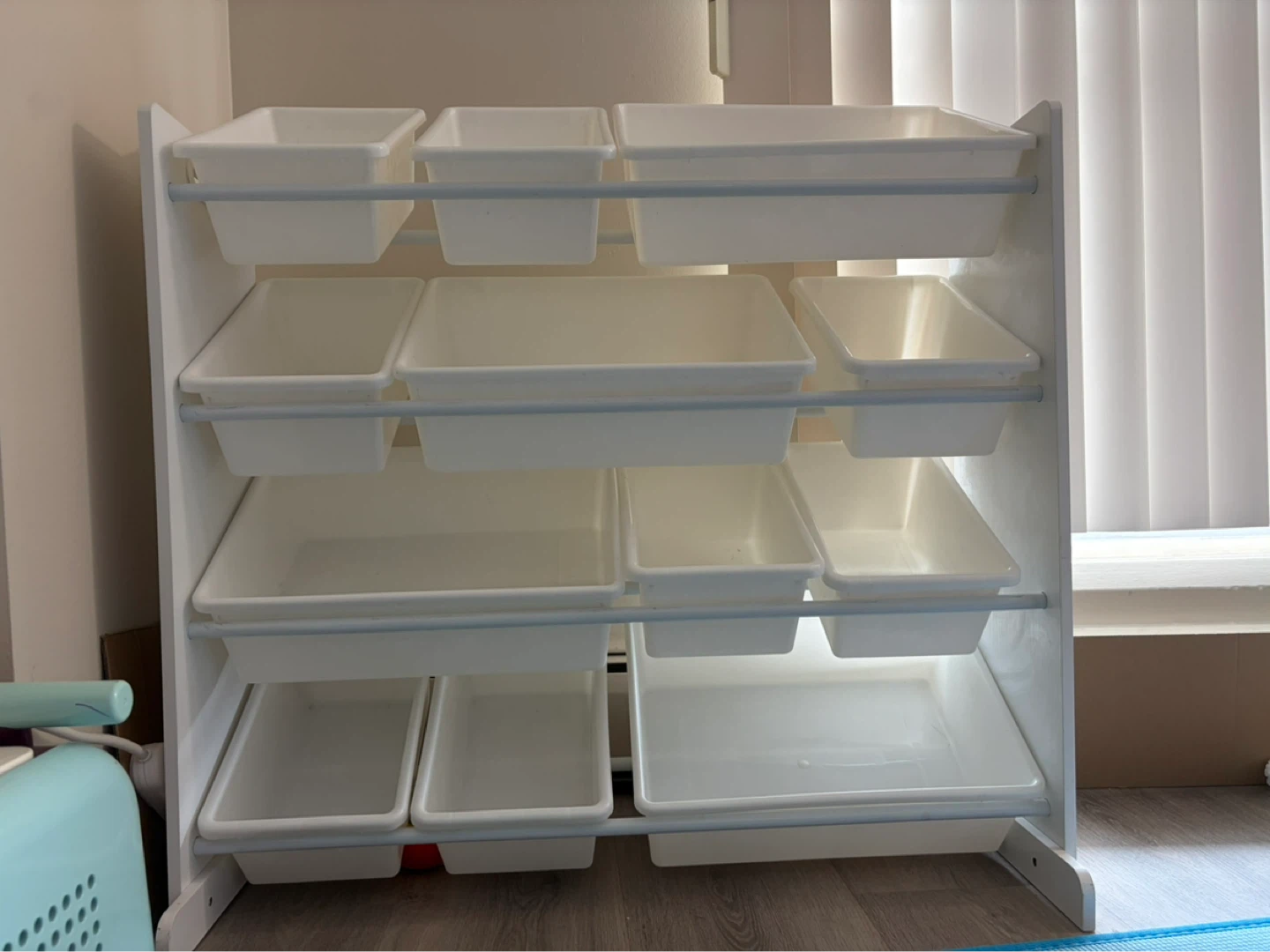 White Toy Organizer Storage Shelf with Bins ⚽️ - photo 5