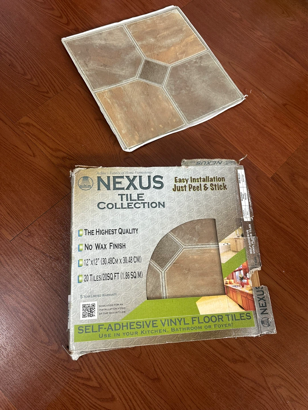 Nexus Self-Adhesive Vinyl Floor Tiles 12"x12" (20 Tiles)