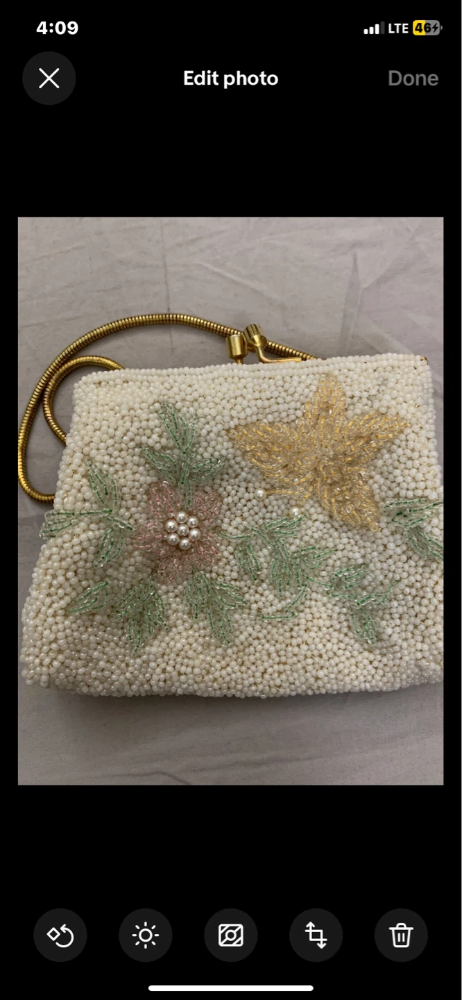 Antique Beaded Handbag with Floral Design - photo 3