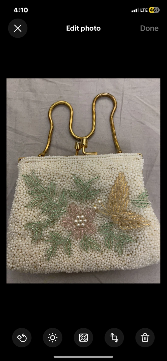 Antique Beaded Handbag with Floral Design