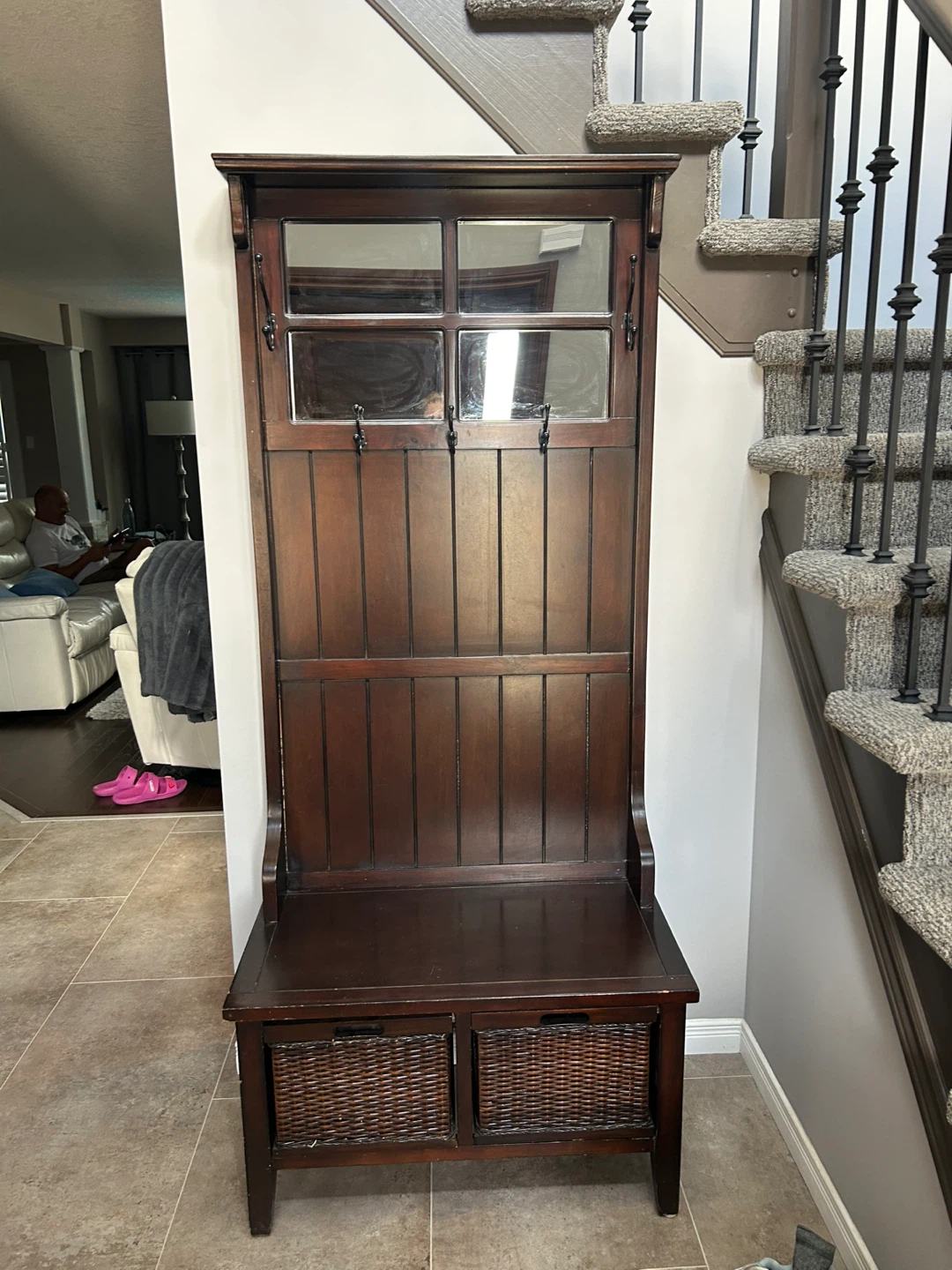 Hall Tree with Mirror and Bench