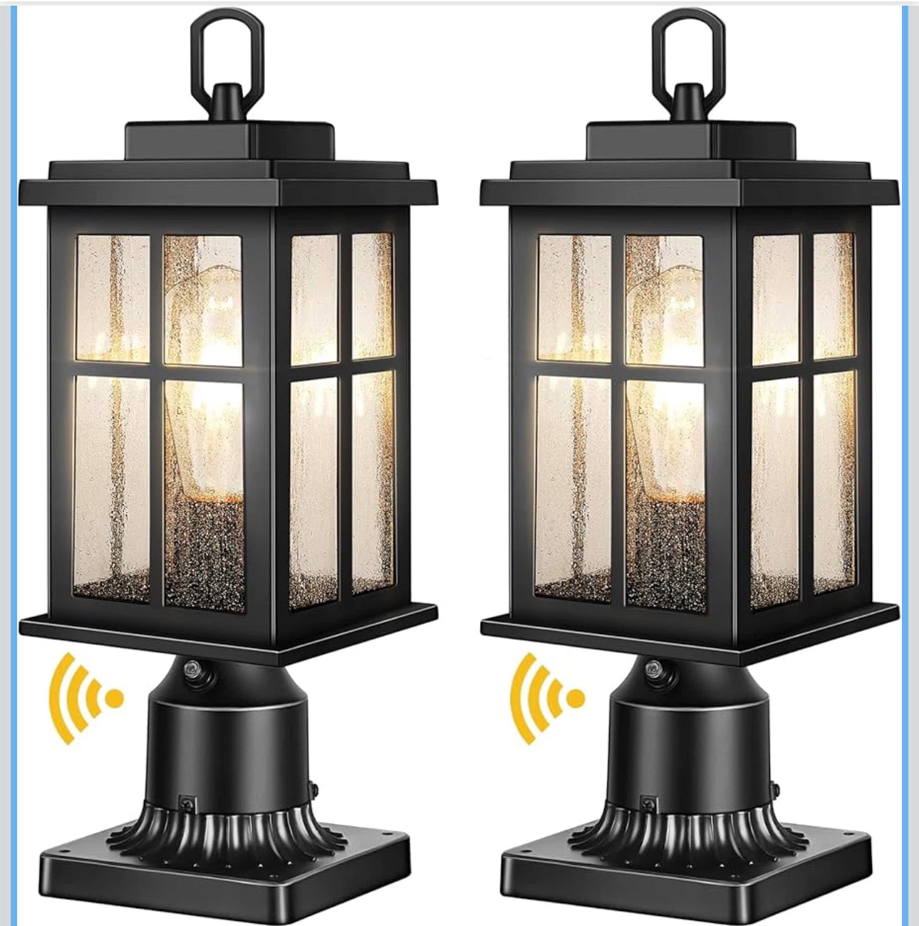 Black Outdoor Post Lantern with Dusk to Dawn Sensor ⚽