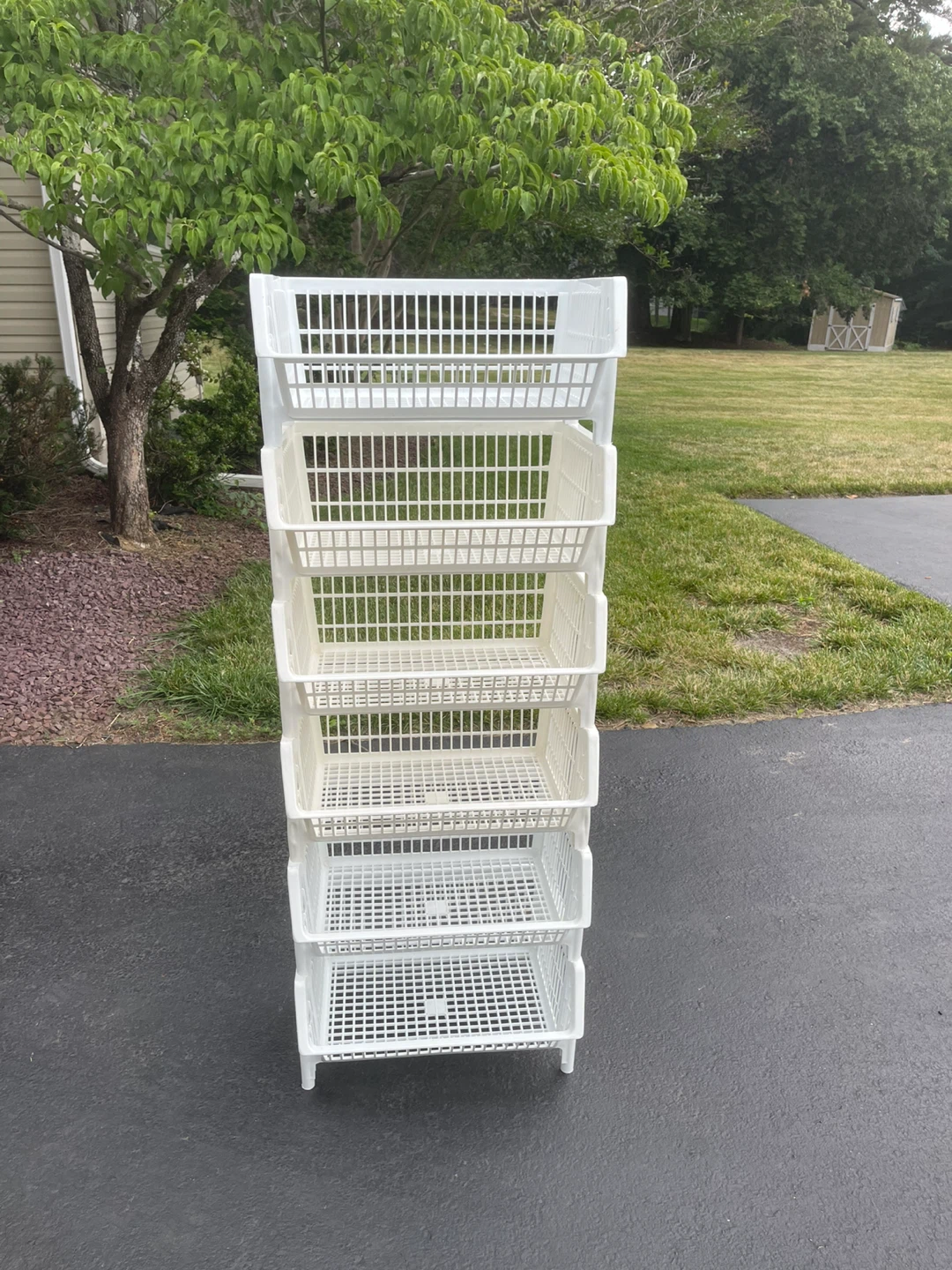 White 5-Tier Plastic Stackable Storage Bins