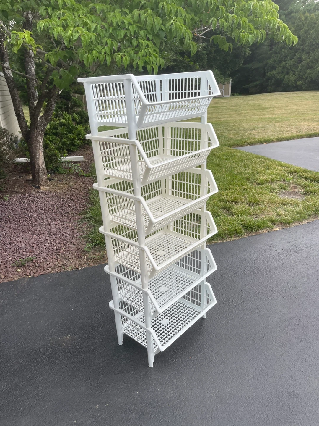 White 5-Tier Plastic Stackable Storage Bins - photo 2