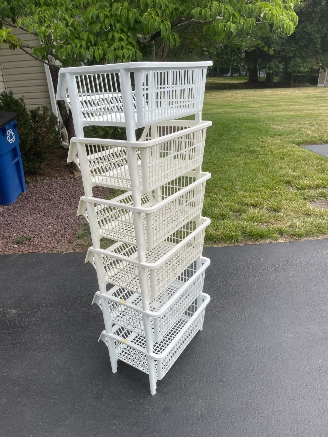 White 5-Tier Plastic Stackable Storage Bins - photo 3