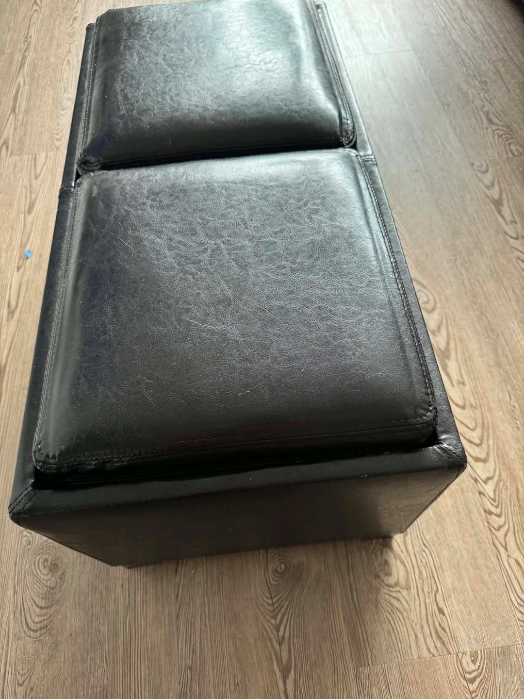 Black Faux Leather Storage Ottoman Bench