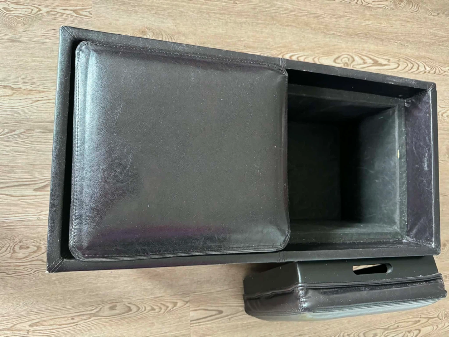 Black Faux Leather Storage Ottoman Bench - photo 3
