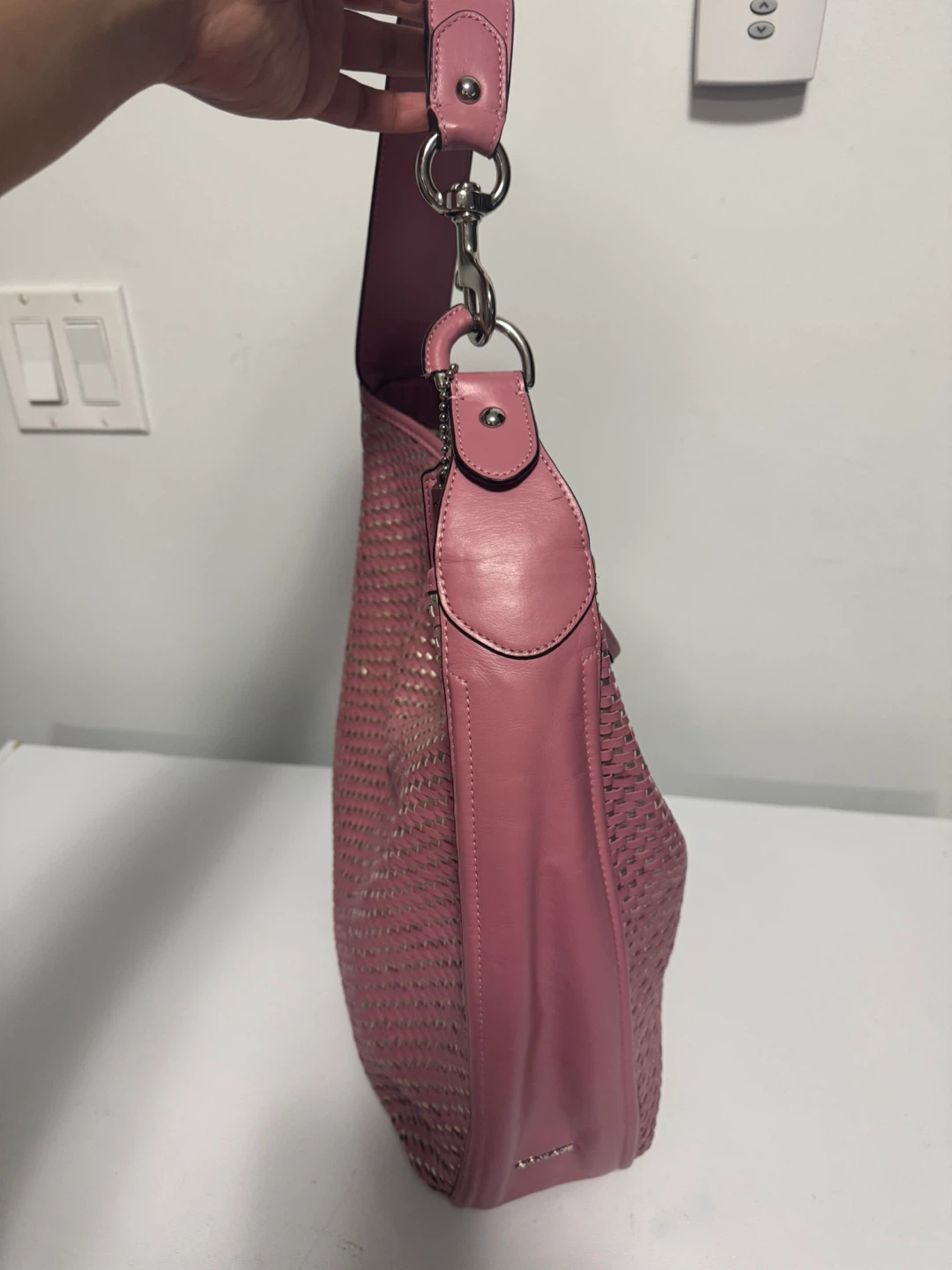 Coach Pink Woven Leather Hobo Bag - photo 2