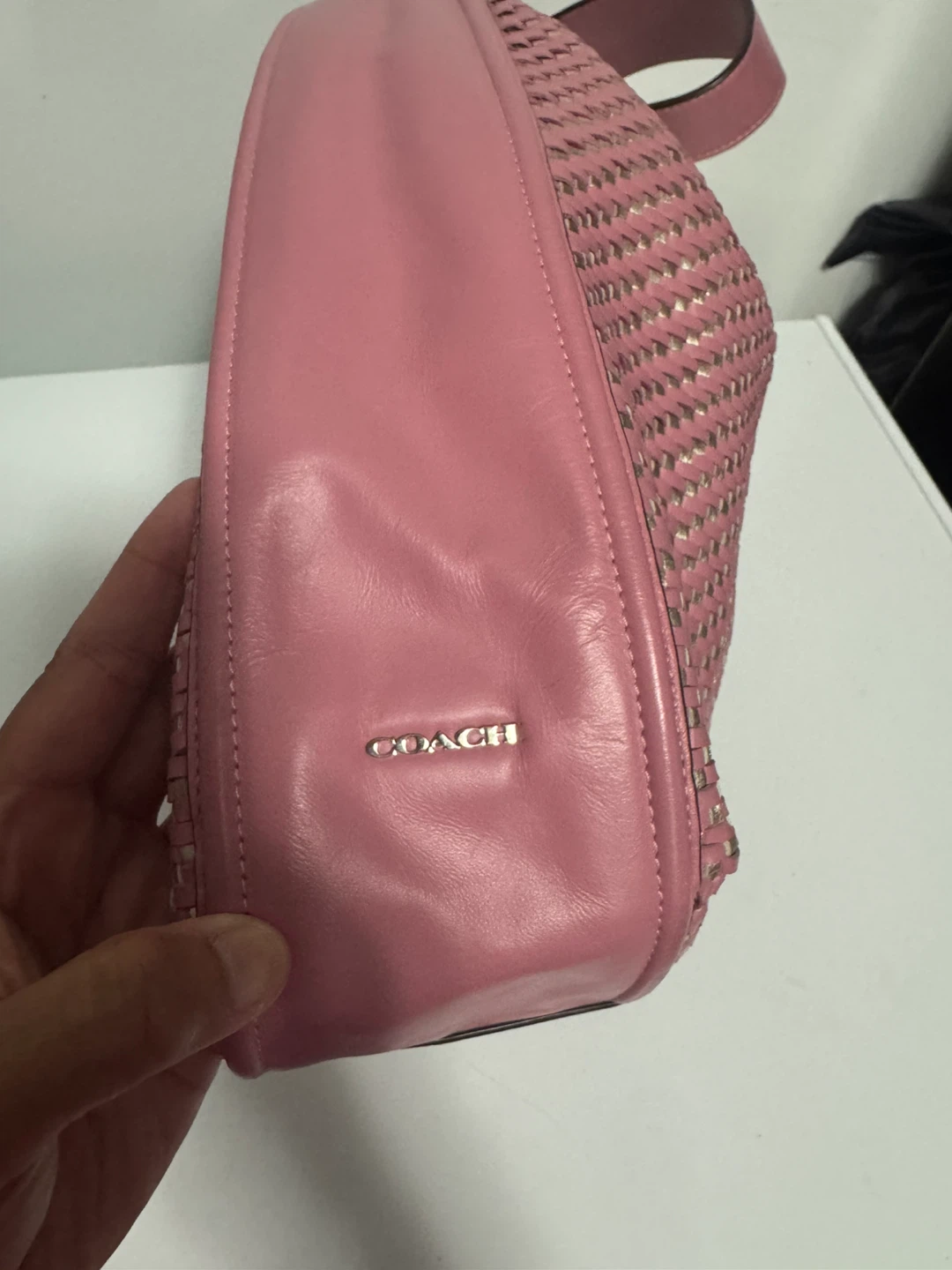 Coach Pink Woven Leather Hobo Bag - photo 3