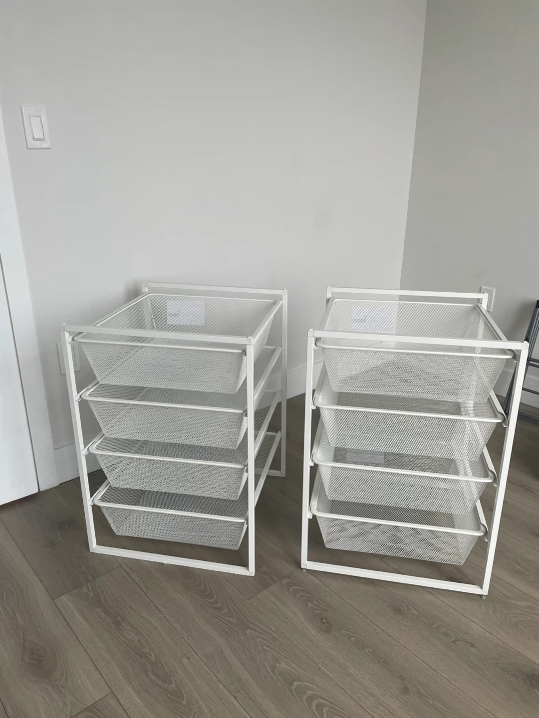 White 4-Drawer Storage Cart (Set of 2)