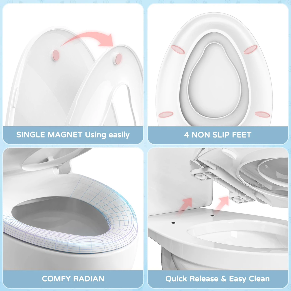 Toilet Seat with Toddler Seat Built-in (White, 18.5" Elongated) - photo 5