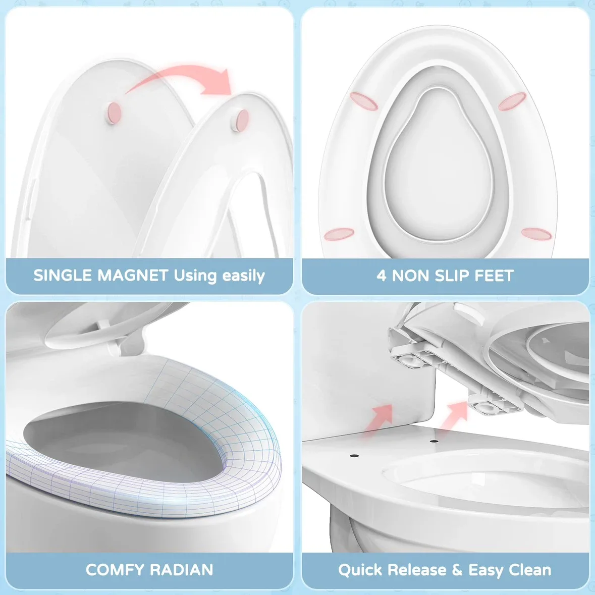 Toilet Seat with Toddler Seat Built-in (White, 18.5" Elongated) - photo 5