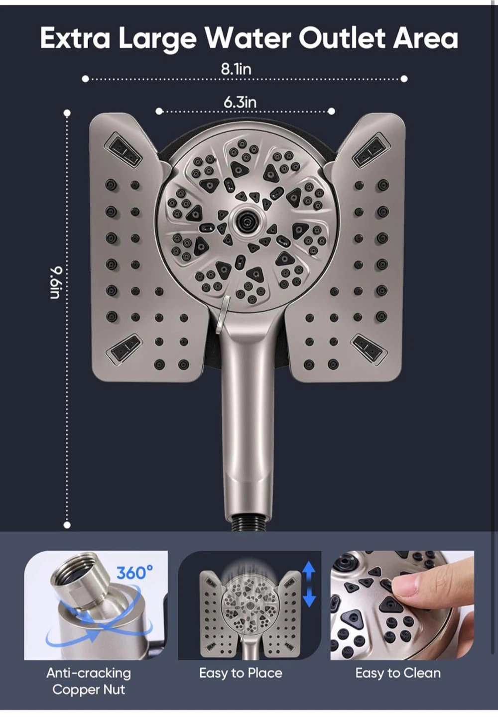 Handheld Shower Head with 9 Spray Settings ⚽ - photo 2