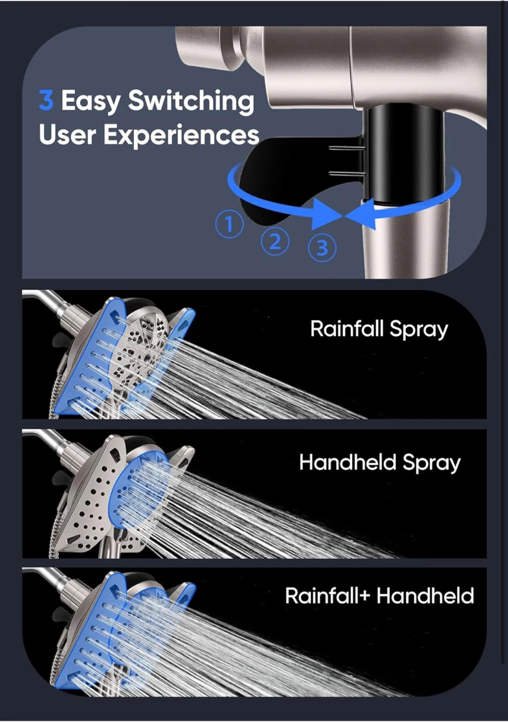 Handheld Shower Head with 9 Spray Settings ⚽ - photo 4
