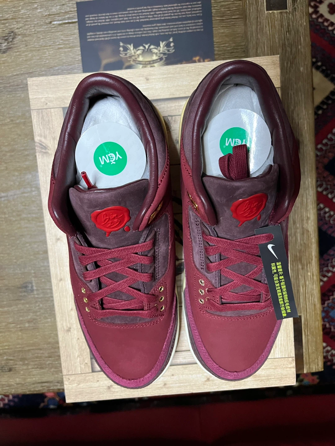Nike Air Jordan 3 Retro OG PRM Burgundy “BIN23” Size 8 - photo 3