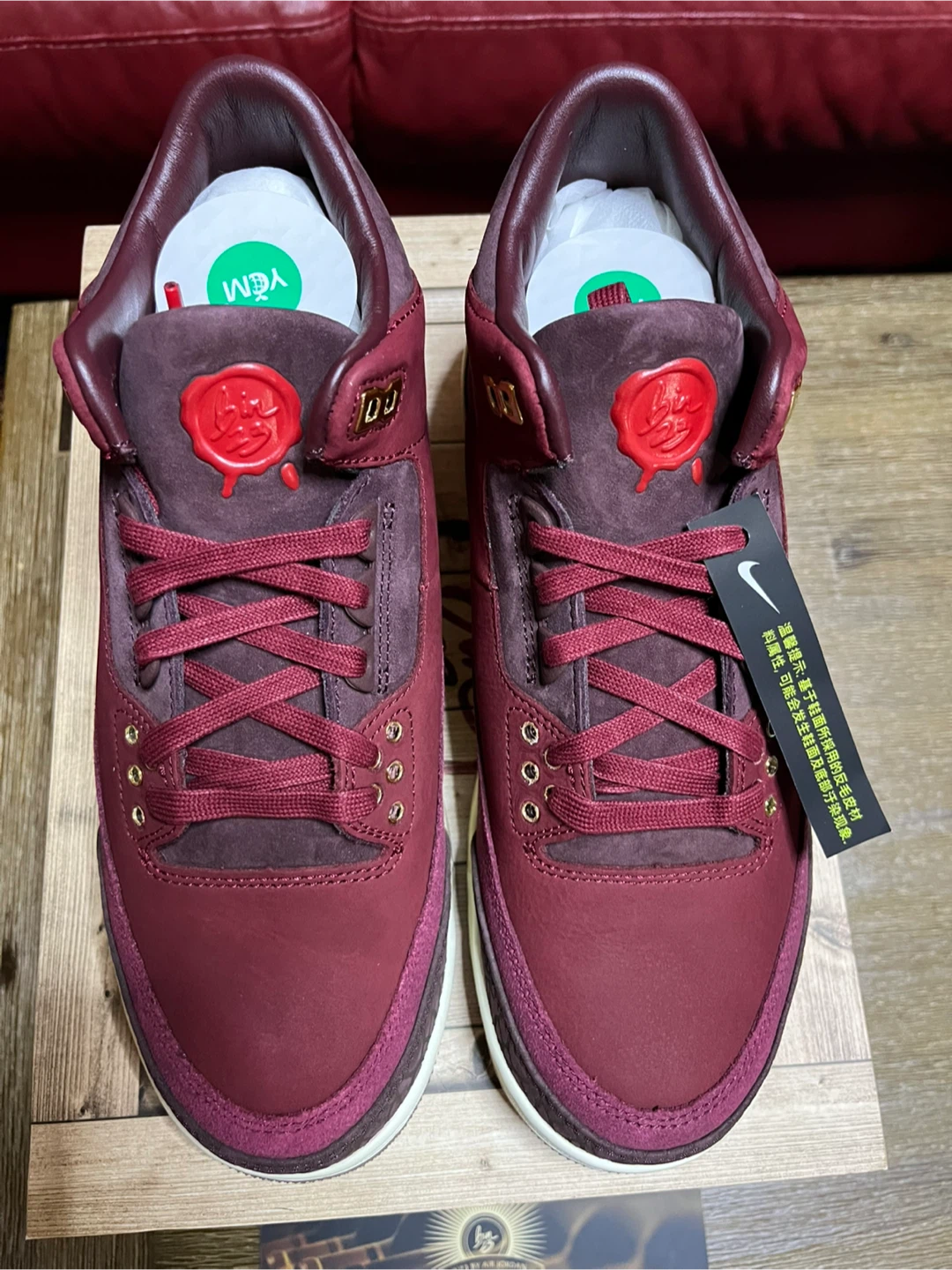 Nike Air Jordan 3 Retro OG PRM Burgundy “BIN23” Size 8 - photo 4