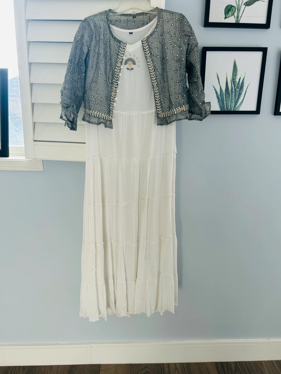 White Tiered Maxi Dress with Jacket ⚽️