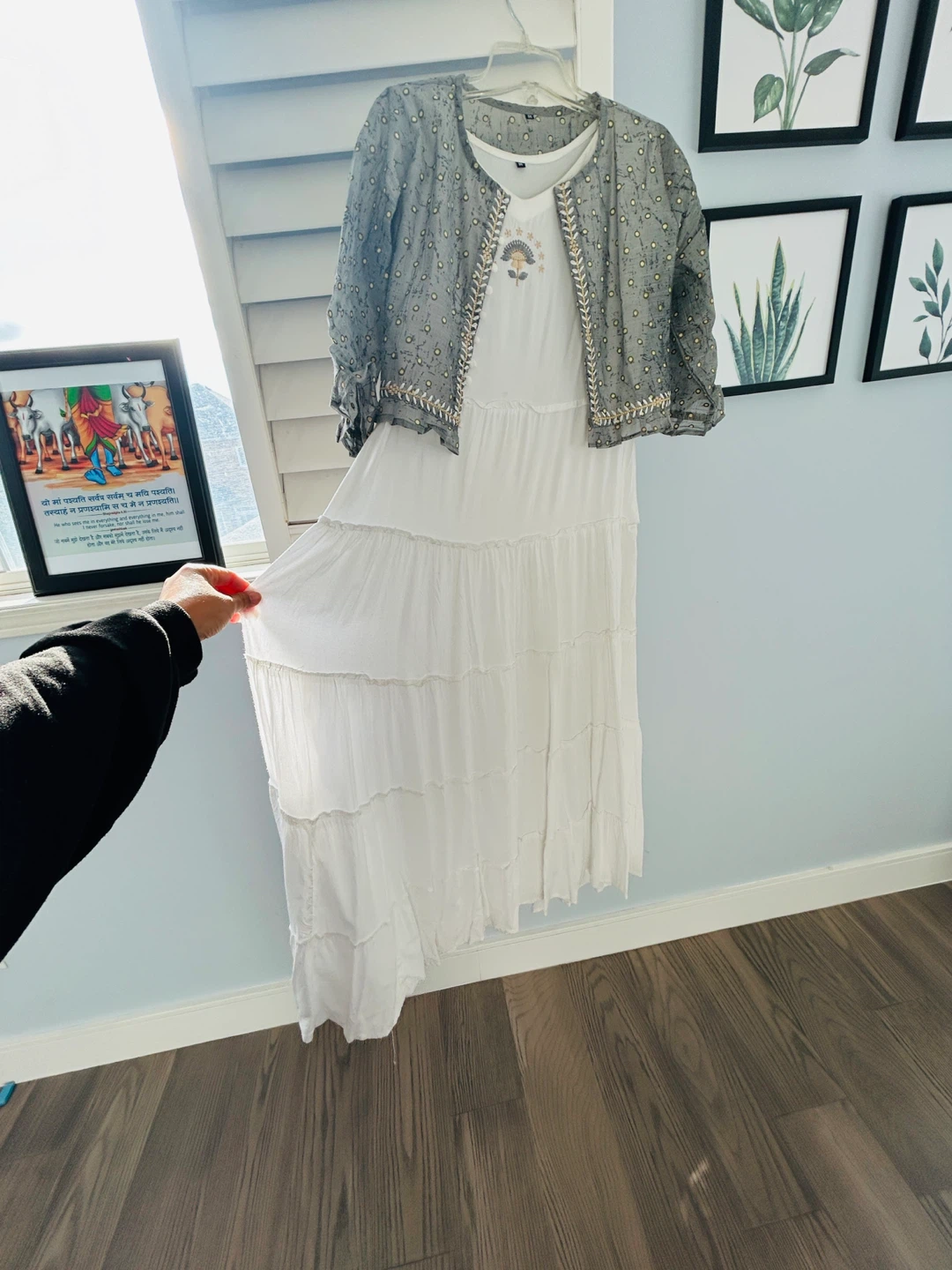 White Tiered Maxi Dress with Jacket ⚽️ - photo 2