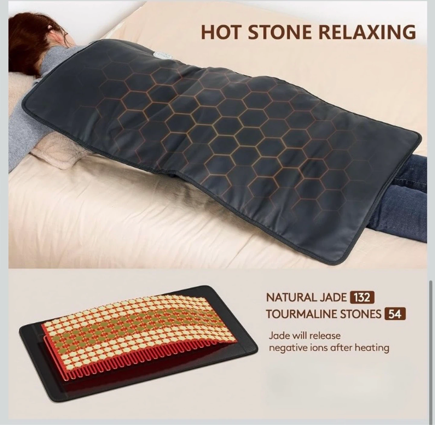 UTK Far Infrared Heating Pad Natural Jade & Tourmaline Stones - photo 5