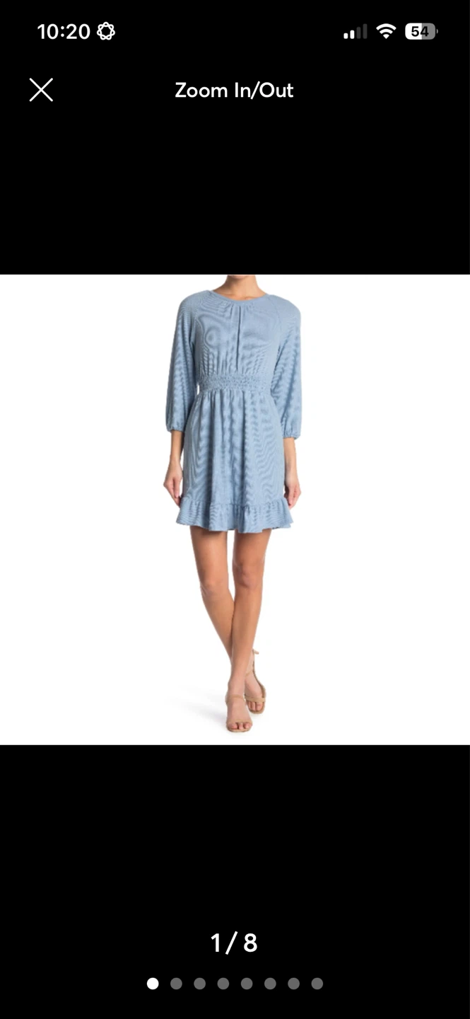 Light Blue Ribbed Mini Dress with Ruffle Hem