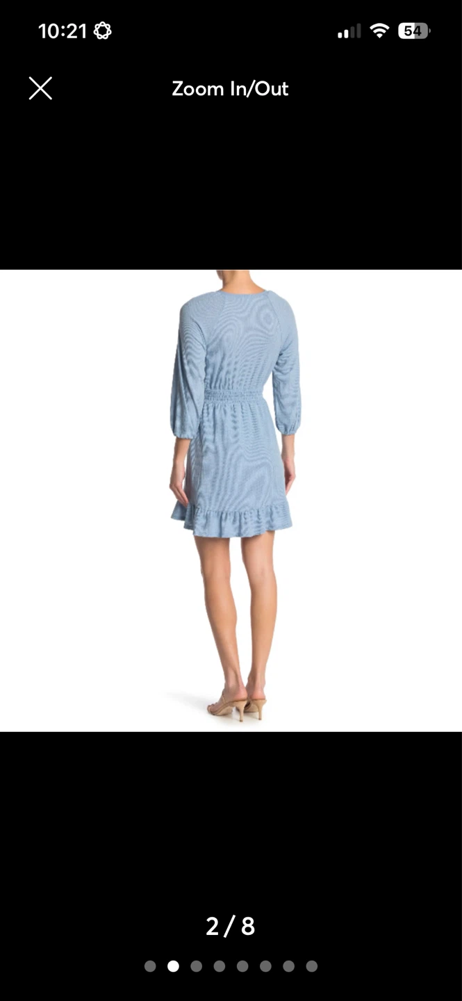 Light Blue Ribbed Mini Dress with Ruffle Hem - photo 2