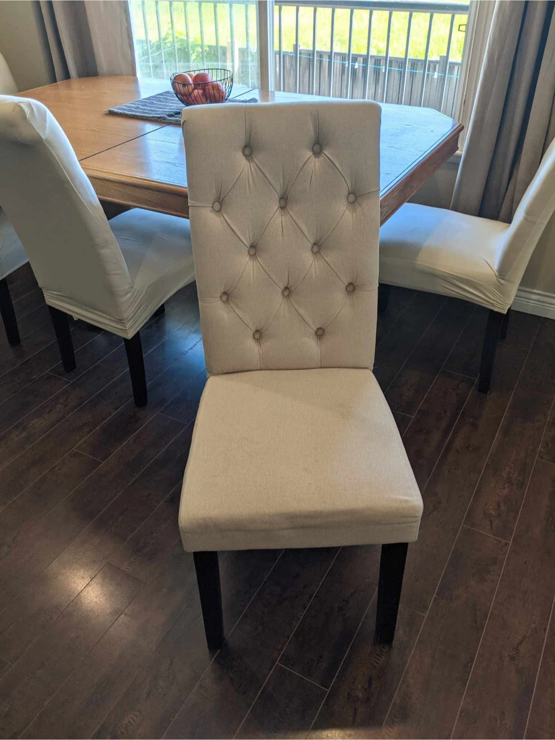 Wooden dining table set with 6 upholstered chairs - photo 2