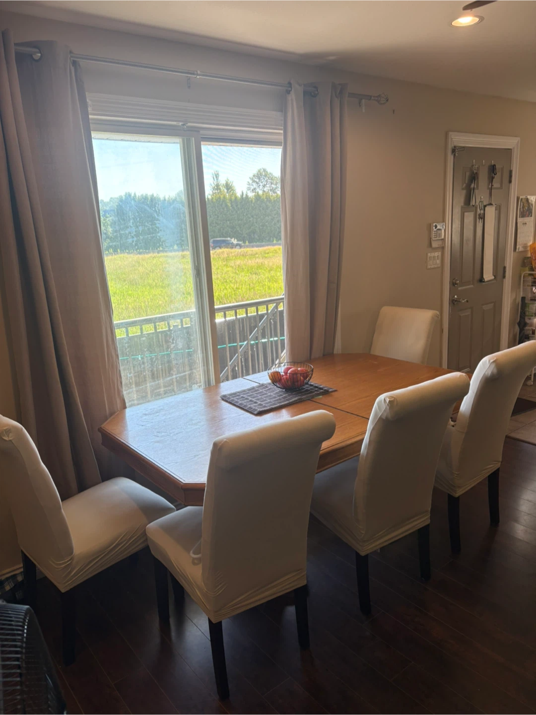 Wooden dining table set with 6 upholstered chairs - photo 4