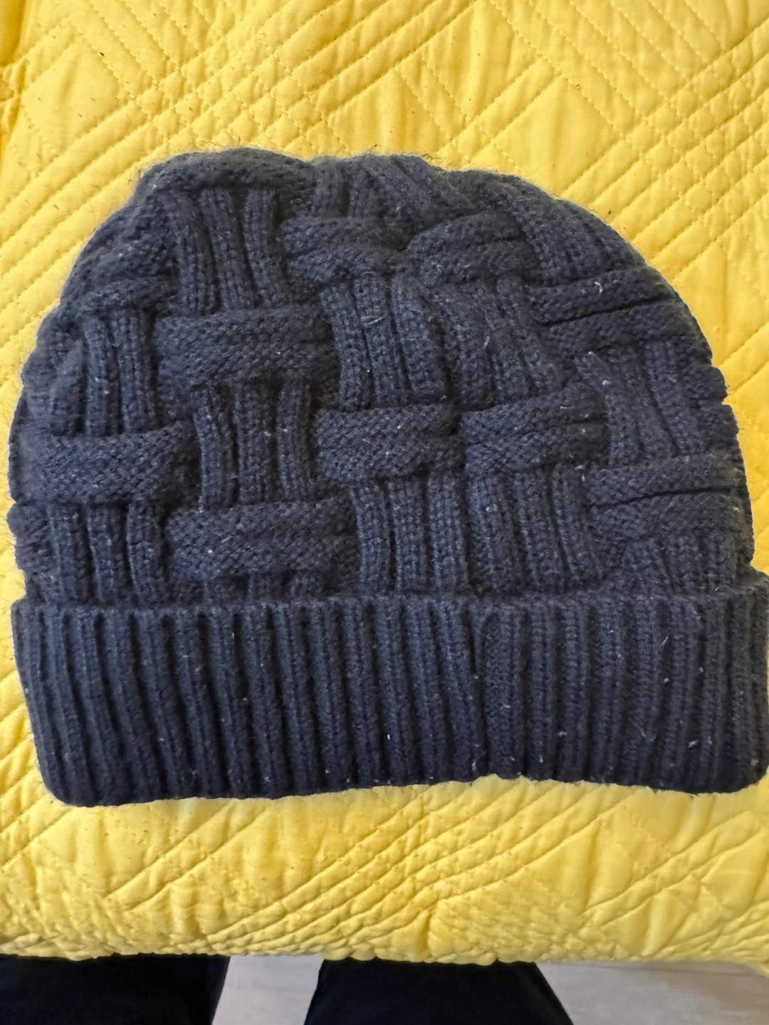 Dark Blue Knit Beanie with Fuzzy Lining - photo 2