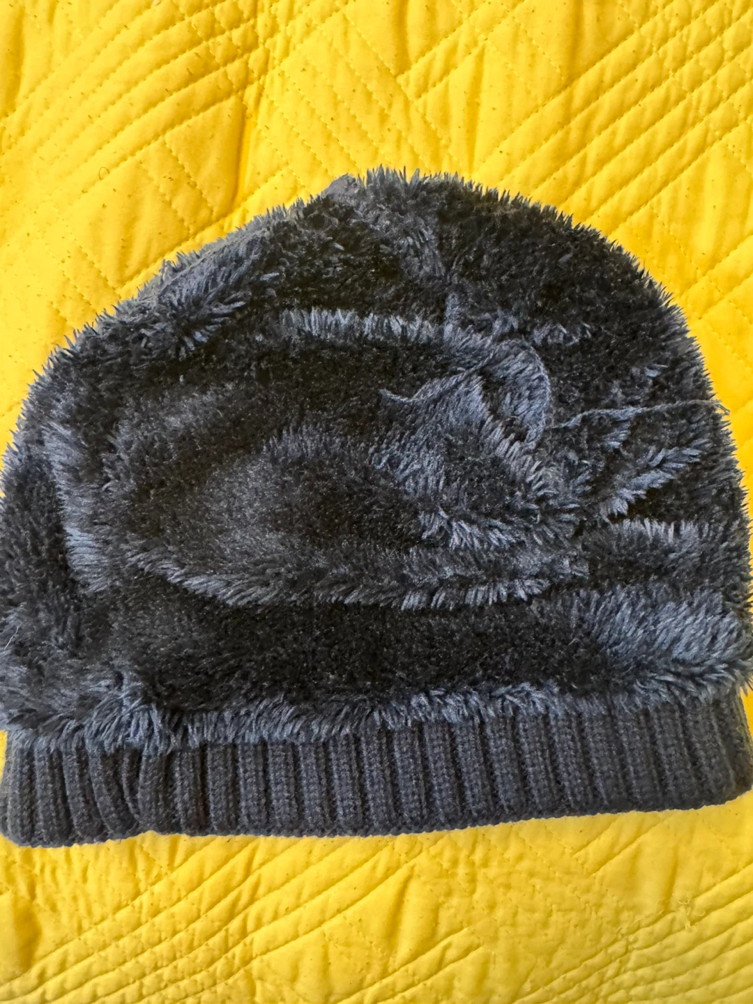 Dark Blue Knit Beanie with Fuzzy Lining - photo 4