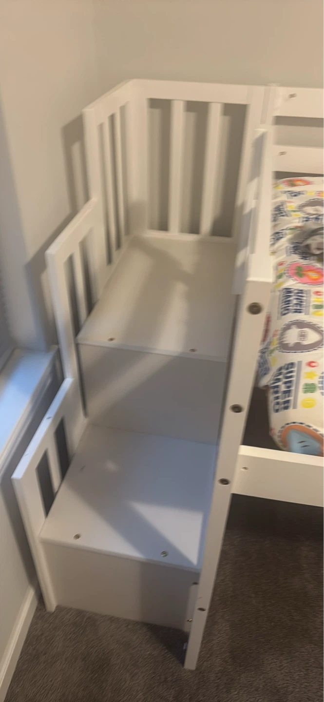White Twin Loft Bed with Slide and Stairs - photo 3