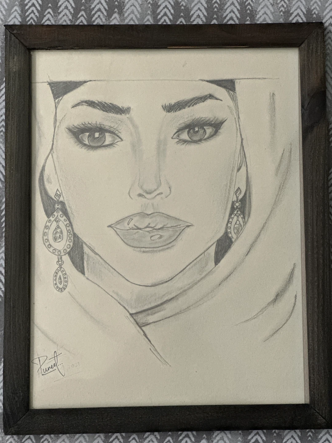 Framed Pencil Sketch Portrait - photo 2
