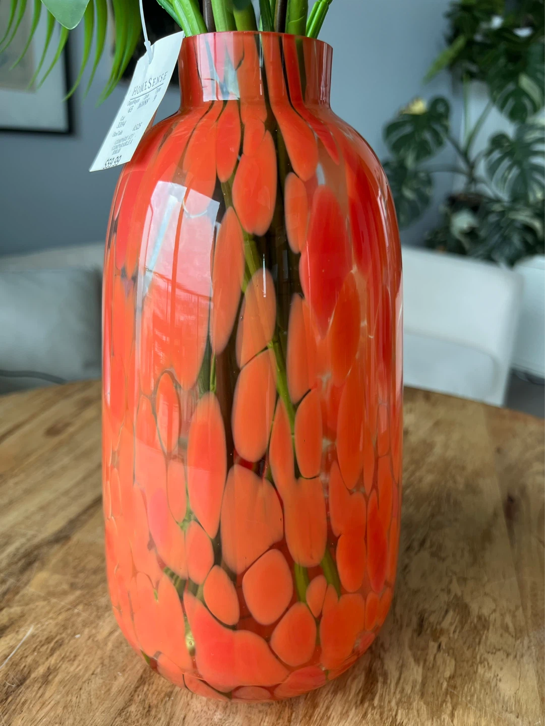 Artificial Flower Arrangement in Orange Speckled Vase - photo 3