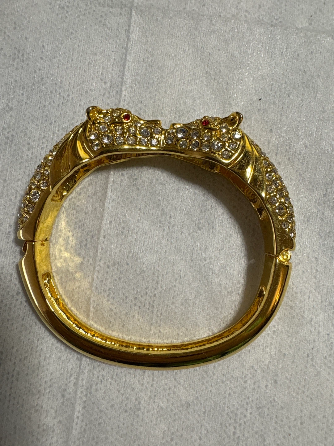 Gold Tone Crystal Encrusted Head Bangle Bracelet⚽️ - photo 3