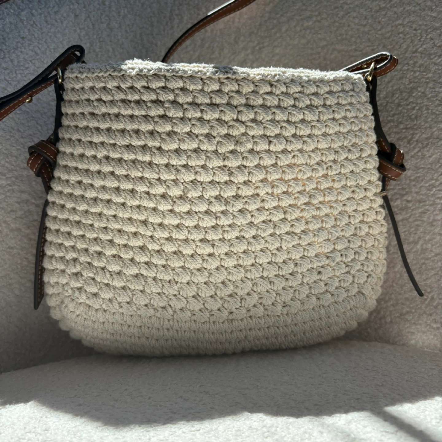 ZARA Crocheted Shoulder Bag - Cream