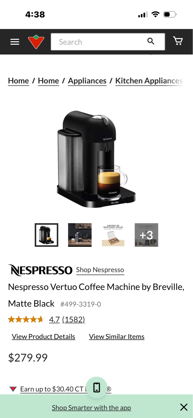 Nespresso Vertuo Coffee Machine by Breville - Matte Black