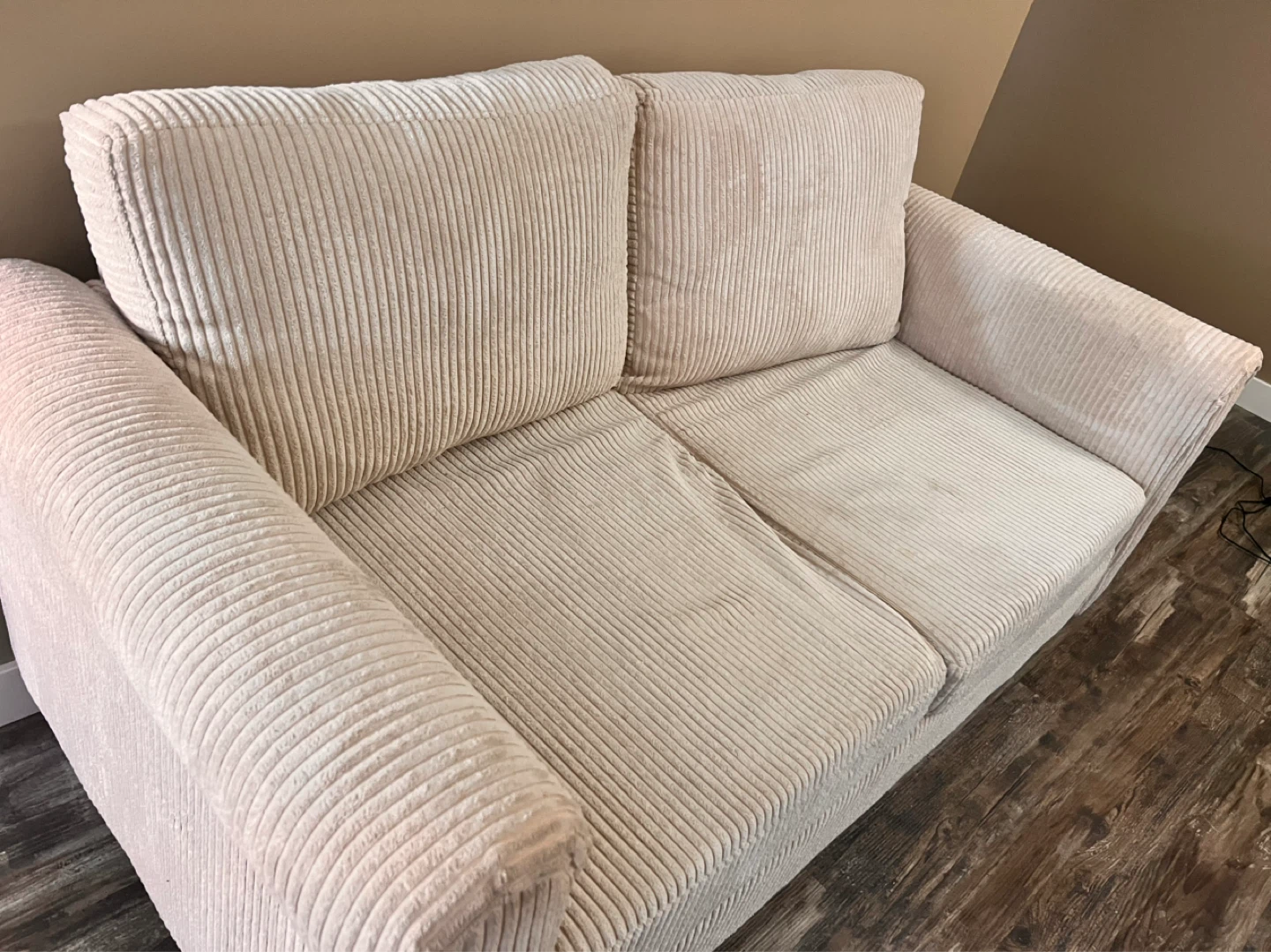 Corduroy Loveseat Sofa - Beige - photo 3