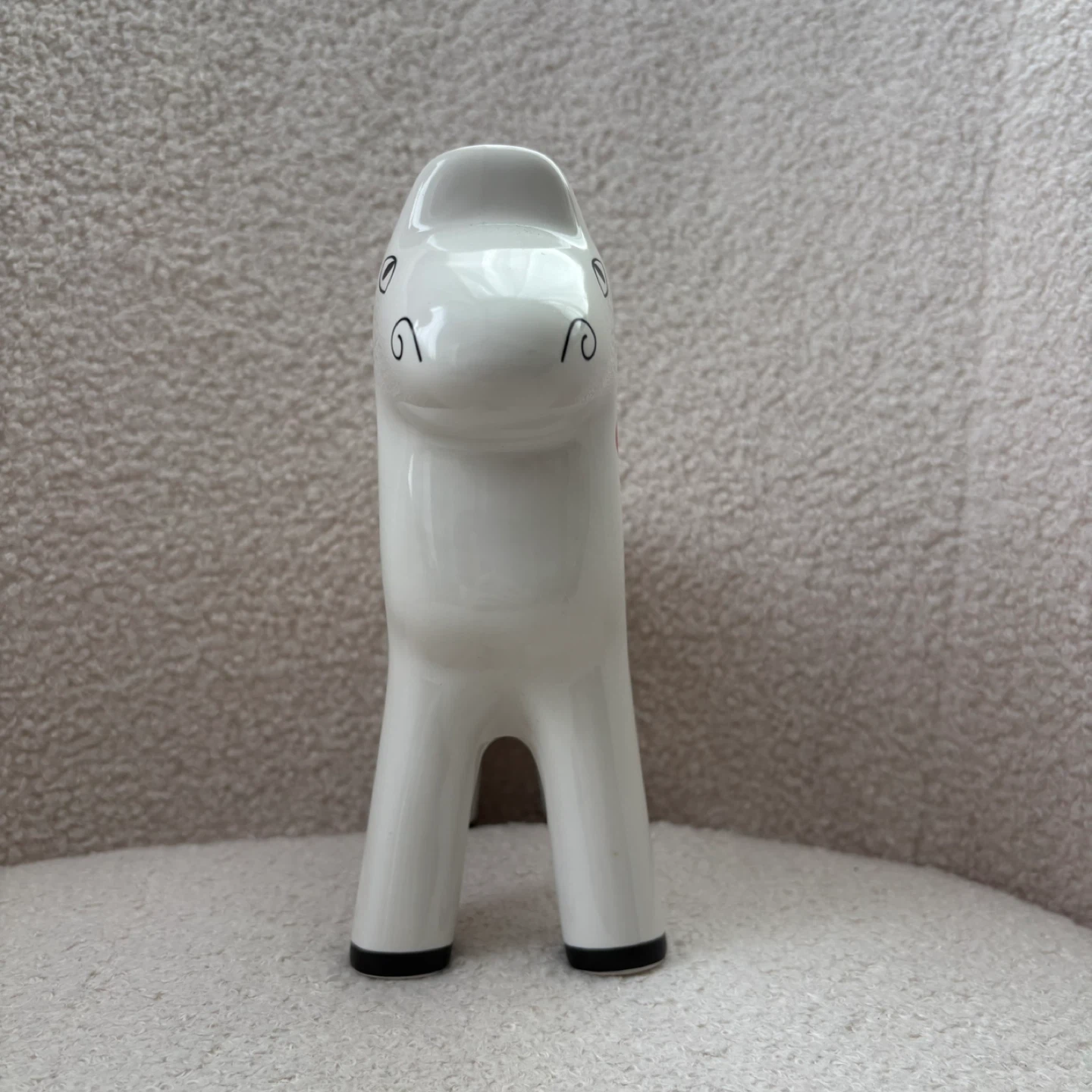 White Ceramic Horse Figurine with Red Pattern - photo 2