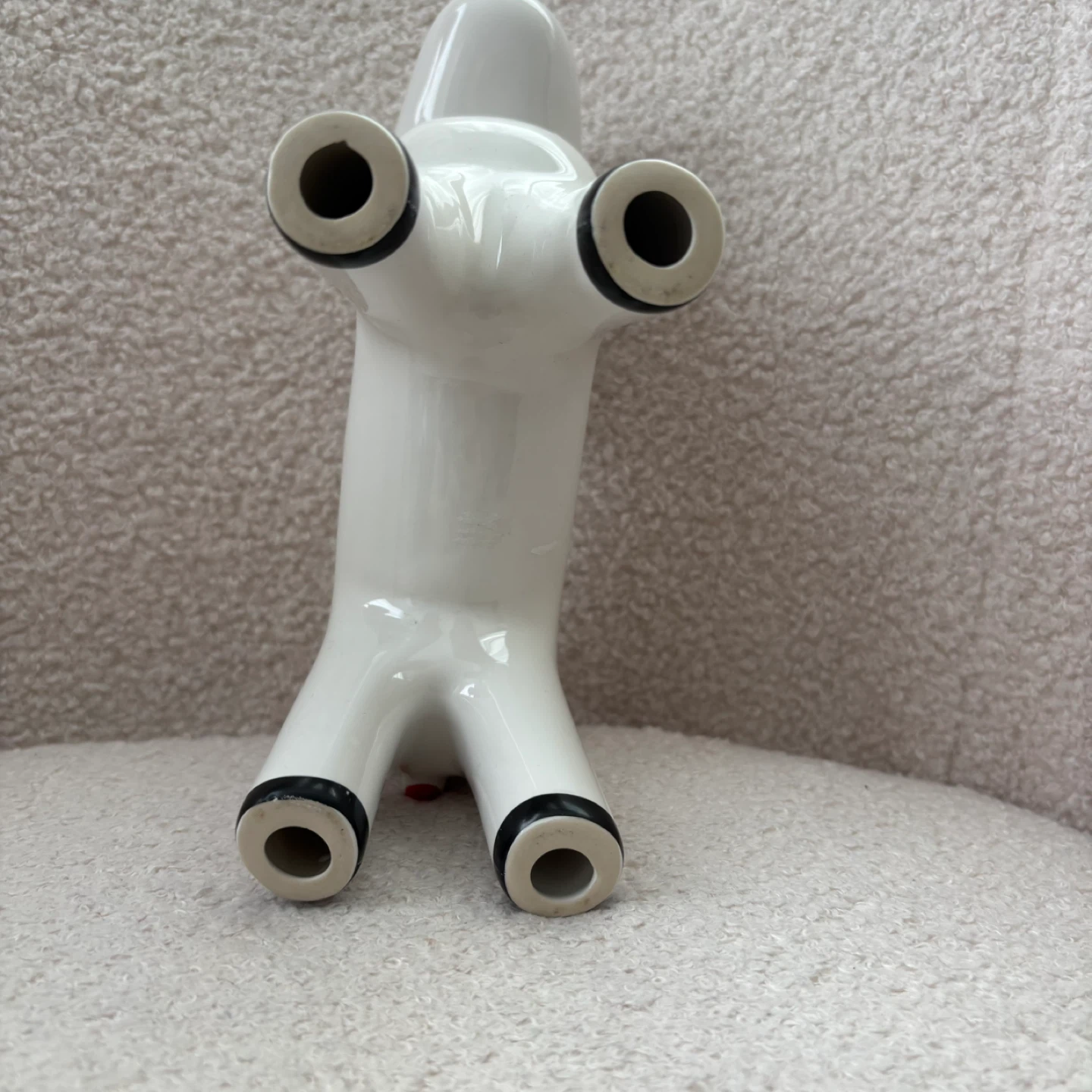 White Ceramic Horse Figurine with Red Pattern - photo 3