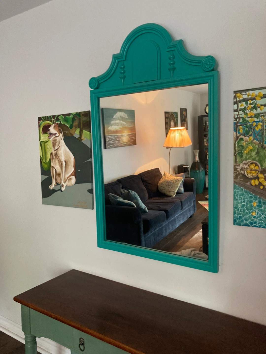Teal Ornate Wall Mirror