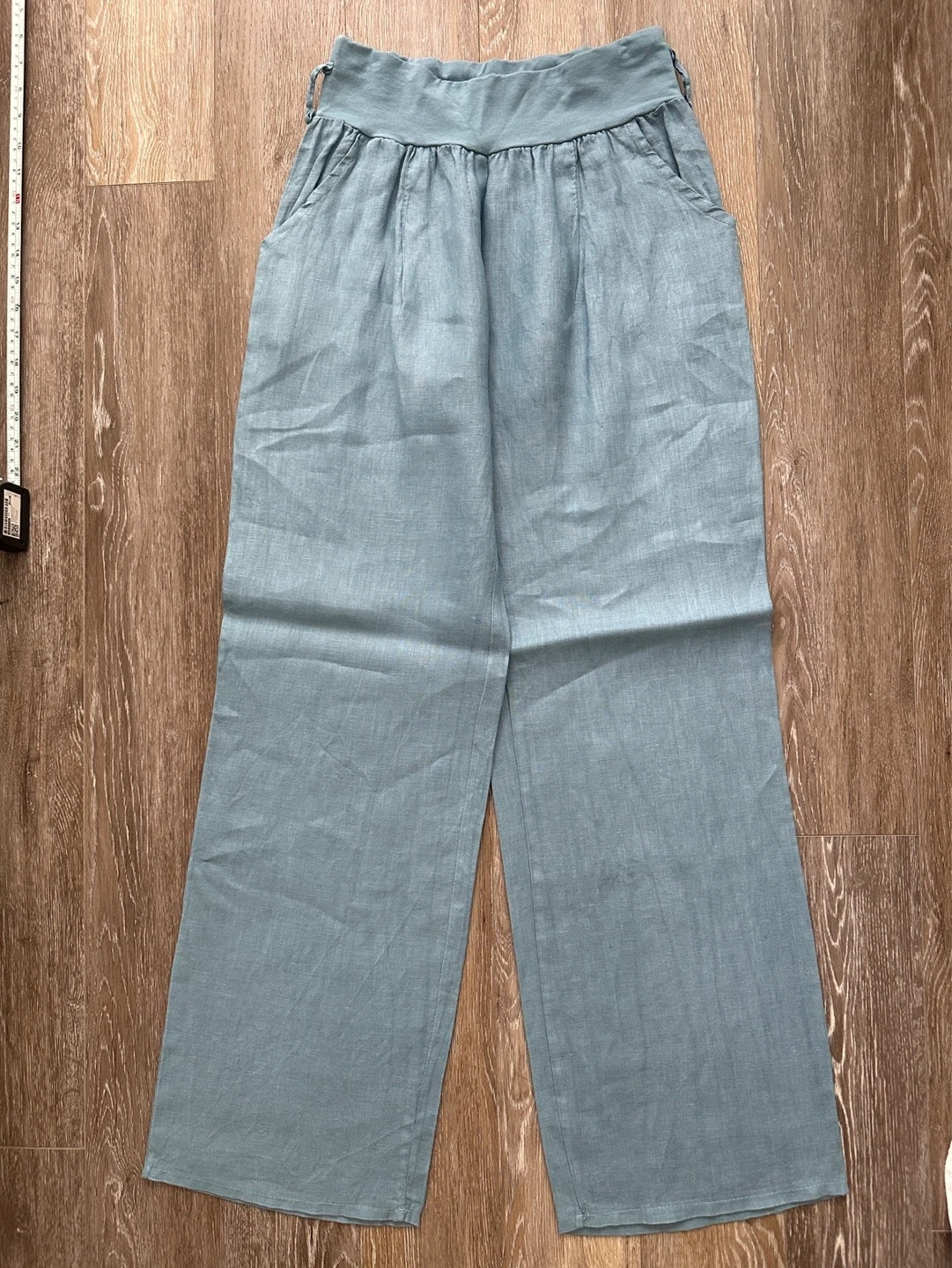 Blue Linen Wide Leg Pants Size L