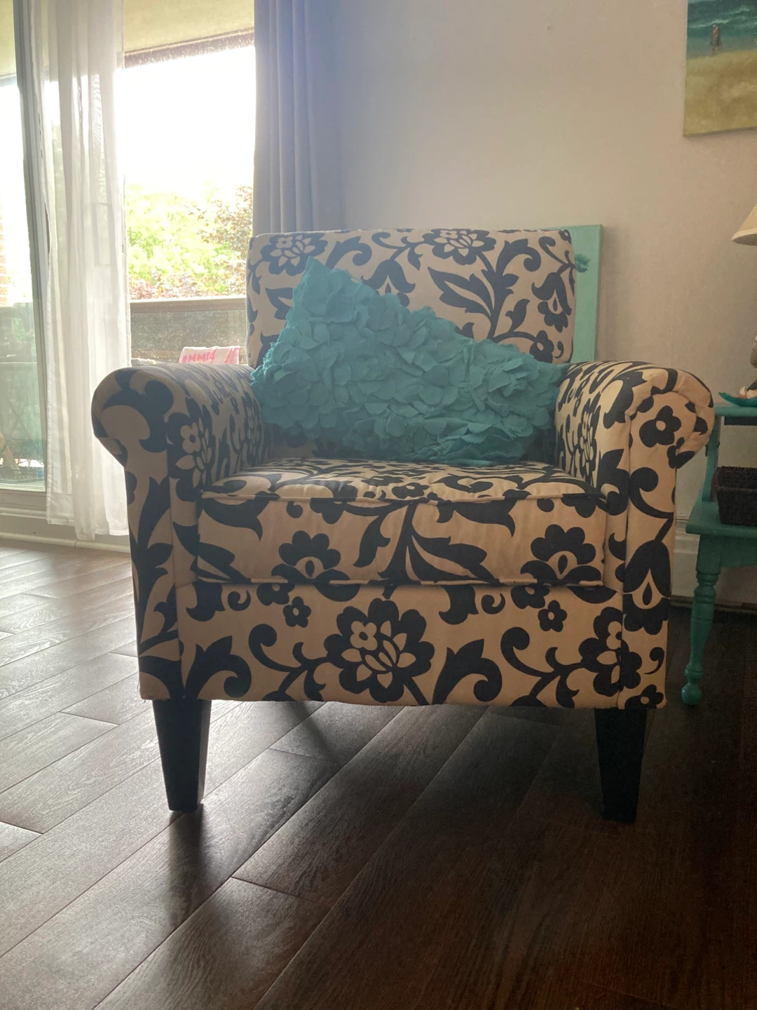 Accent Chair with Black and White Floral Pattern - photo 2