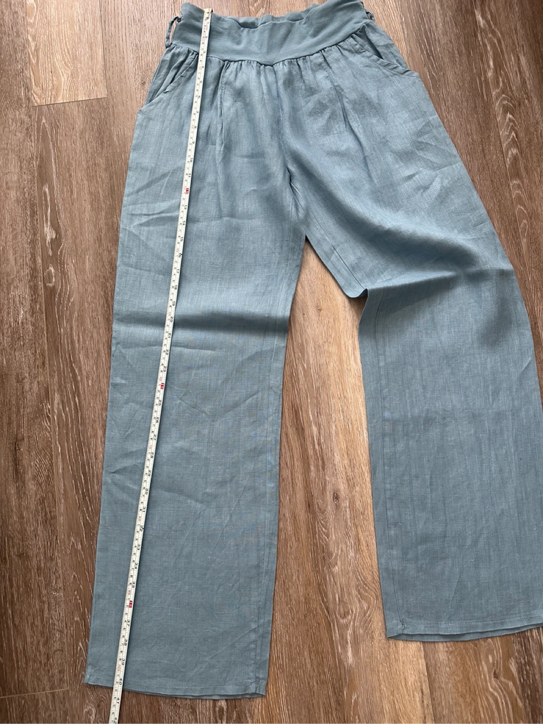 Blue Linen Wide Leg Pants Size L - photo 5