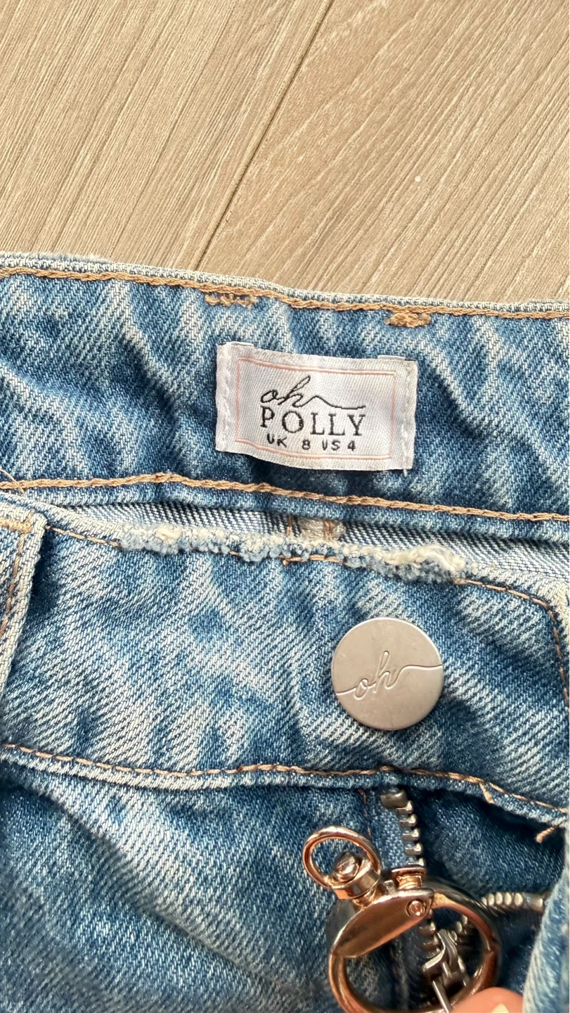 Oh Polly Distressed Wide Leg Lace-Up Jeans (UK 8 / US 4) - photo 3