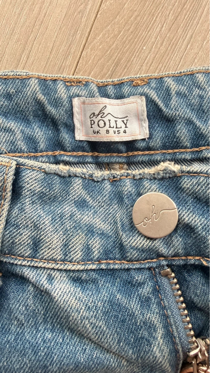 Oh Polly Distressed Wide Leg Lace-Up Jeans (UK 8 / US 4) - photo 4
